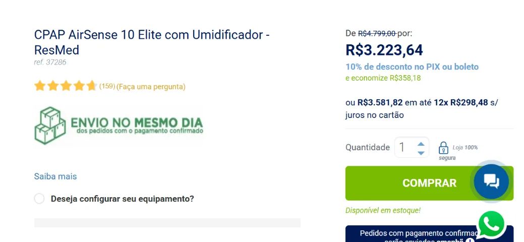 CPAP AirSense 10 Elite com Umidificador - ResMed  - Foto 6