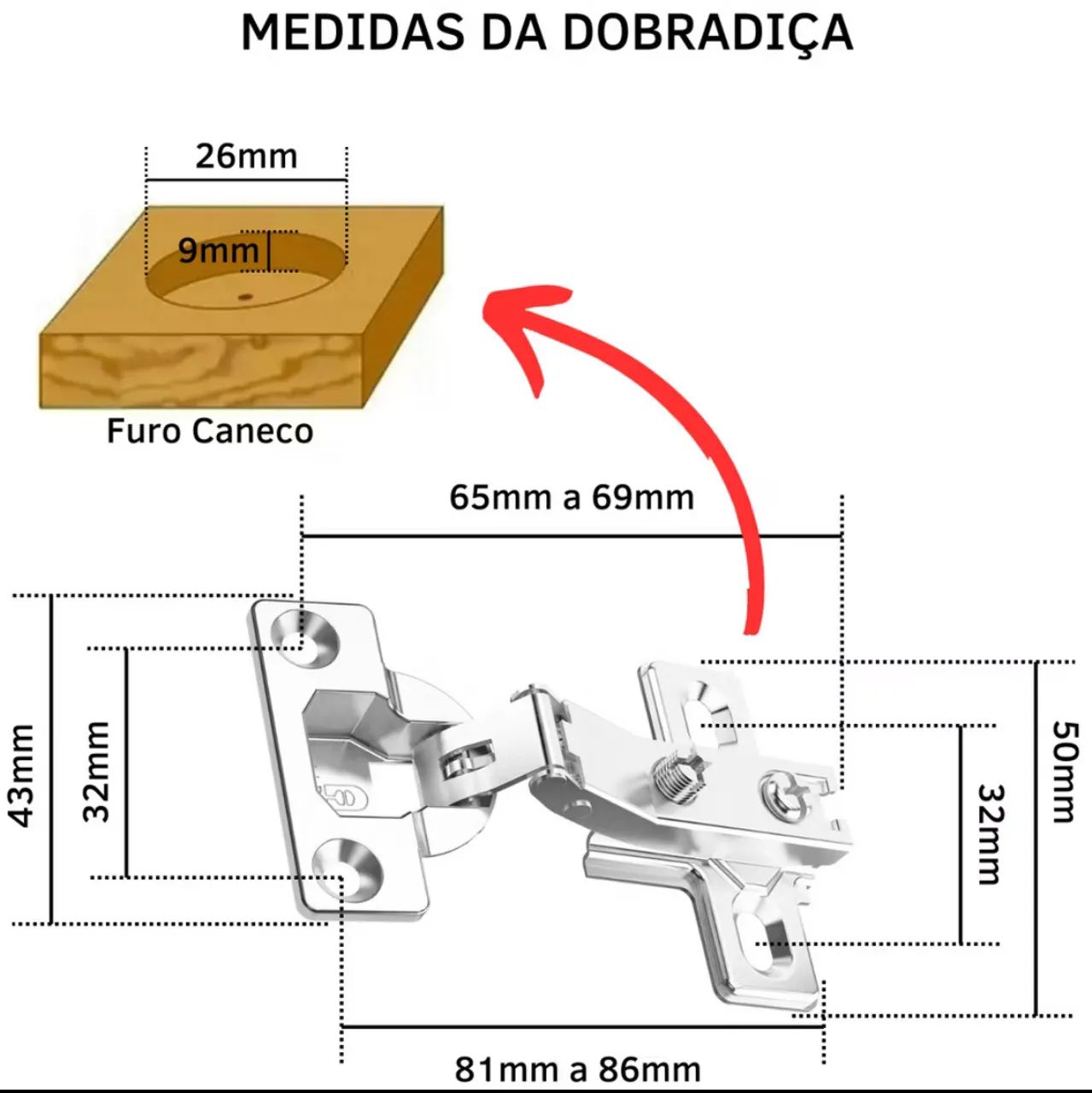 Par 02 Dobradiças 26mm Curva Móveis Armário Cozinha Guarda Roupa - Foto 2