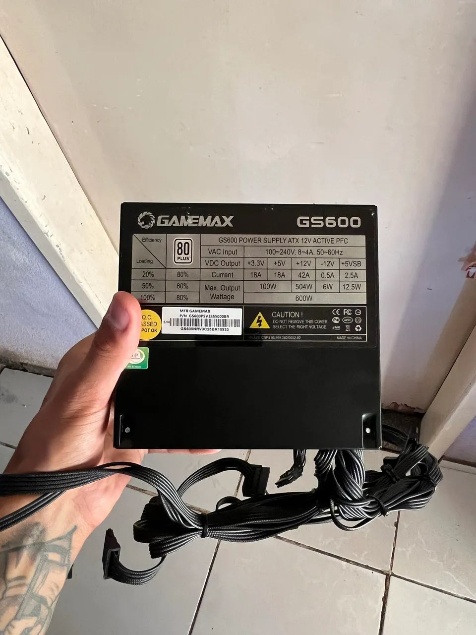 FONTE GAMEMAX 600w 80plus