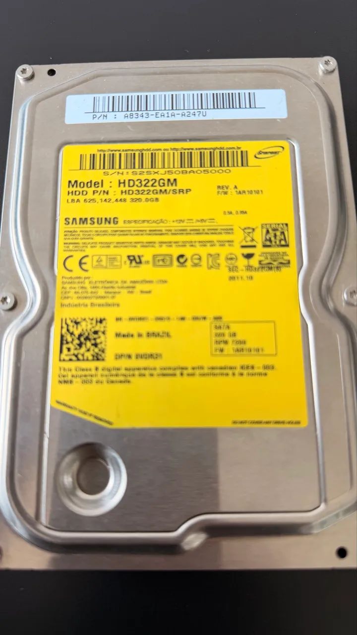 HD 320g e memória ddr3