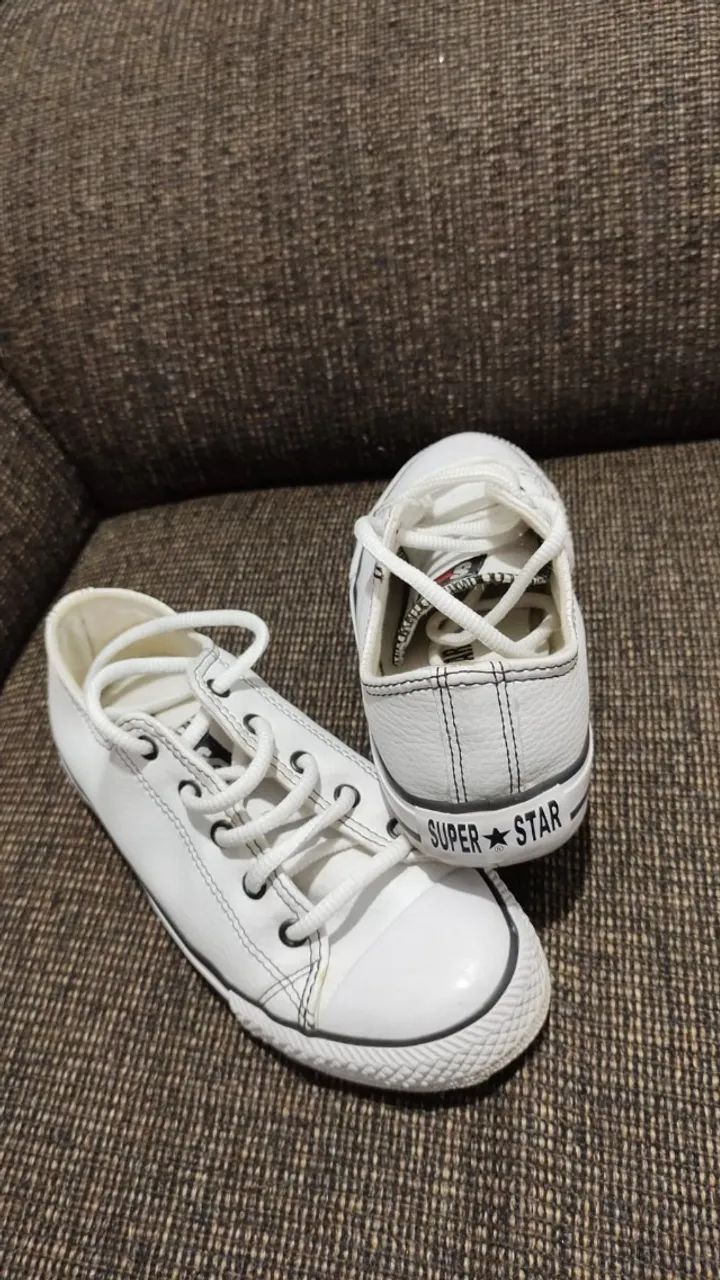 All Star Branco Couro Tam 33 - Foto 5
