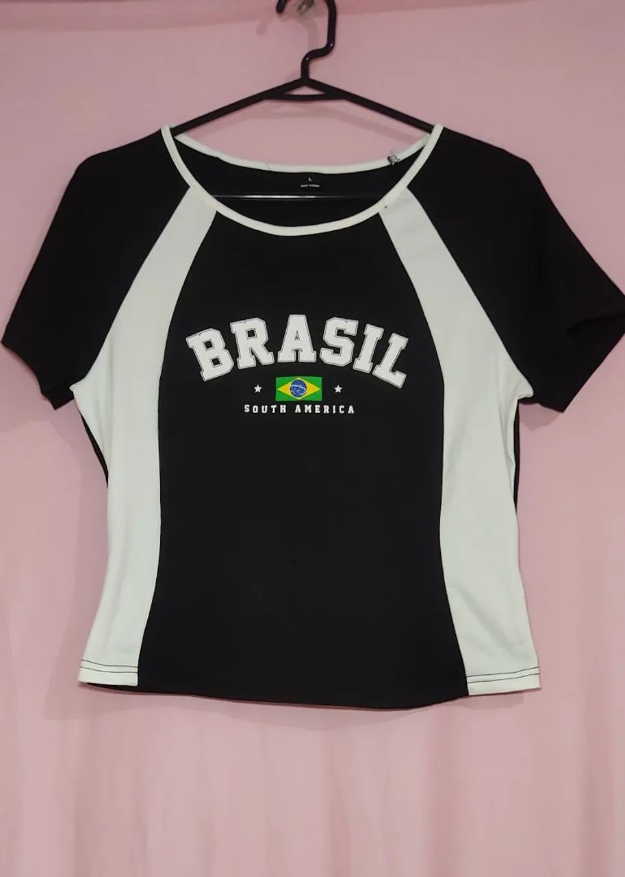 Blusa baby look Brasil ?
