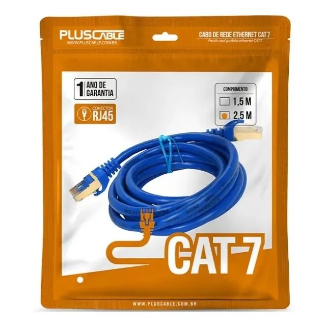 Cabo de Rede Cat.7 2.5m Cat725bl Patch Cord Plus Cable Loja Coimbra Comutadores Entrega
