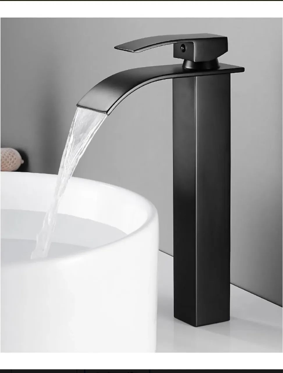 Torneira Banheiro Monocomando Preto Cascata Lavabo Bica Alta Acabamento Fosco
