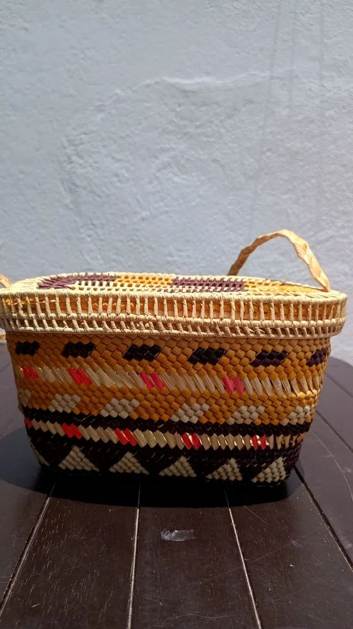 Bolsa em palha colorida  - Foto 4