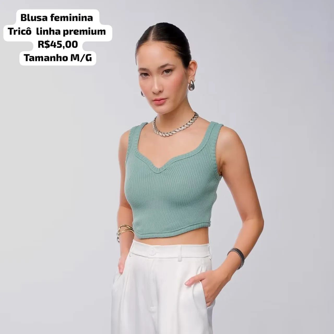 Blusa Cropped linha premium luxo tricô 