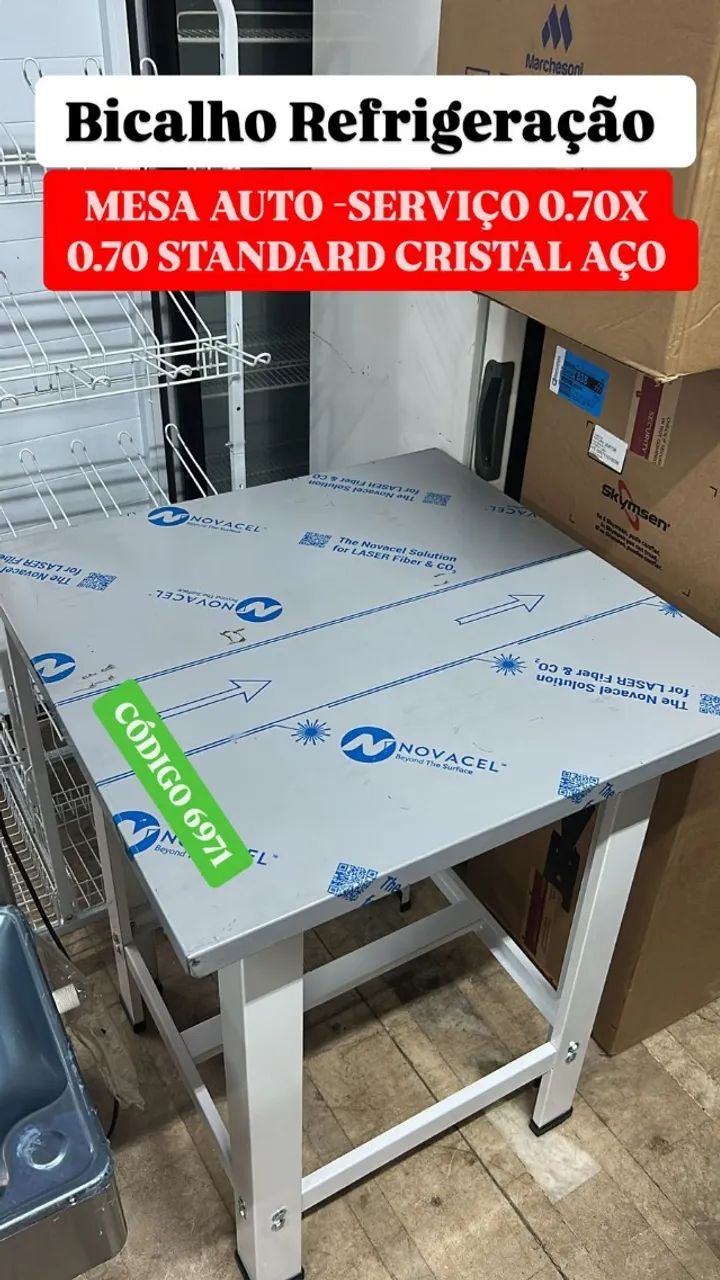 MESA AUTO SERVICO 0.70X0.70 STANDARD CRISTAL AÇO
