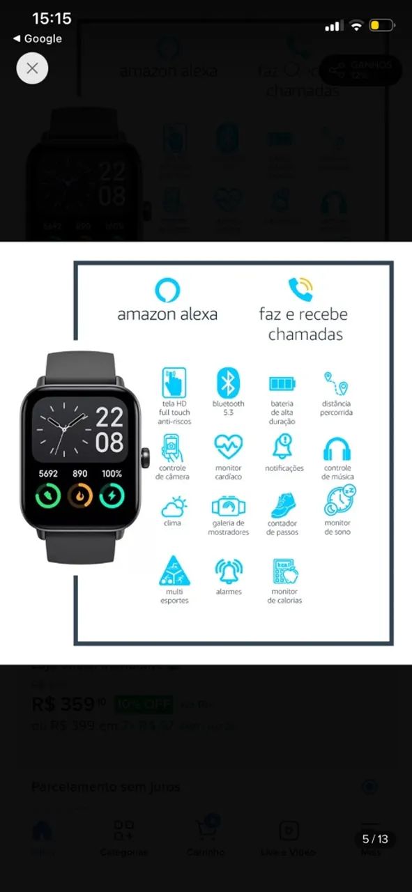Smartwatch Mondaine com Alexa - Foto 2