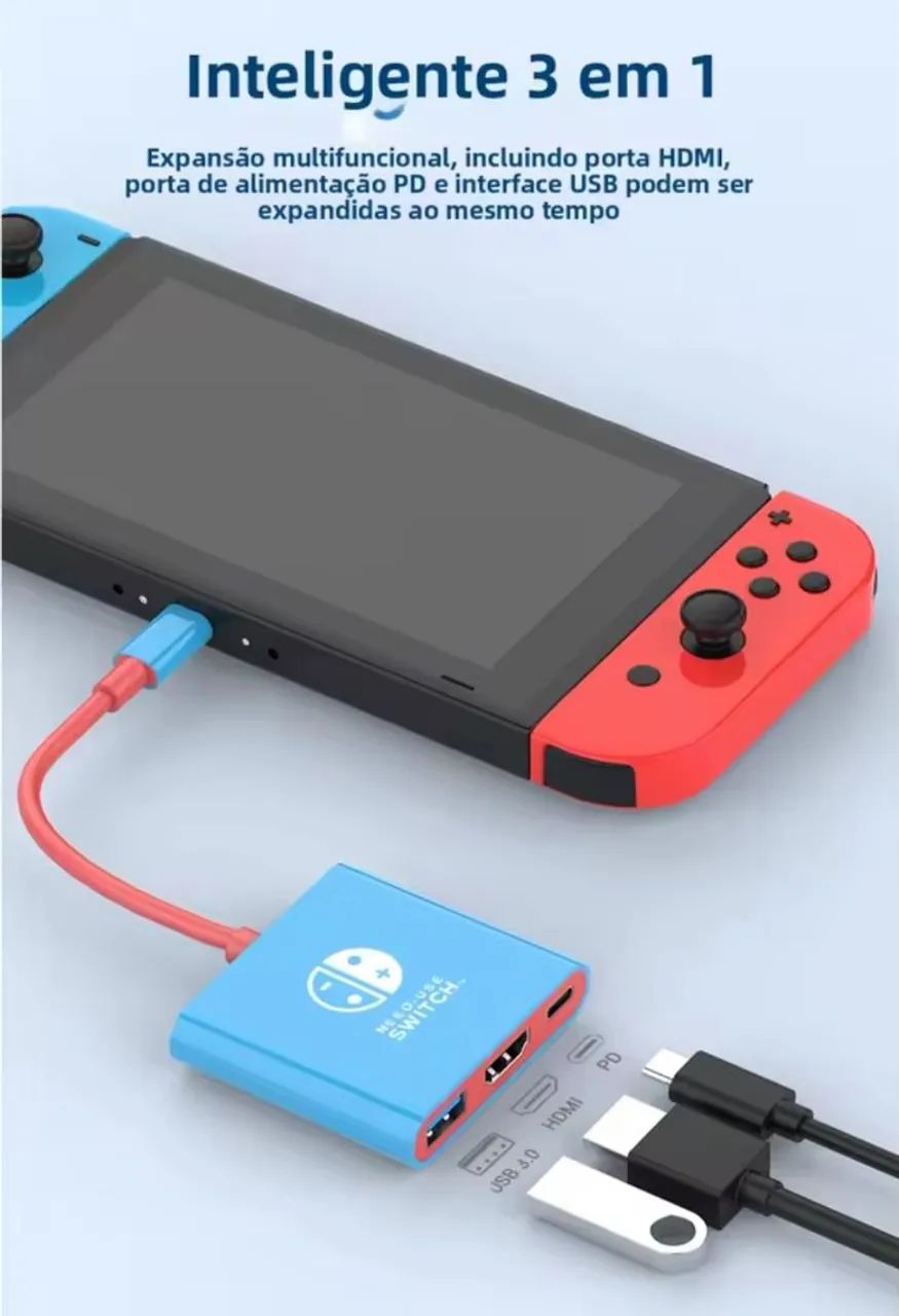 Dock 3 em 1 com HDMI para Switch, PC e Smartphone - Foto 5