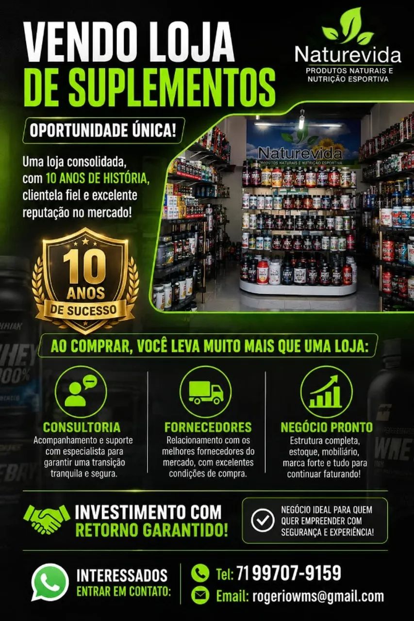 Vendo loja de suplementos 
