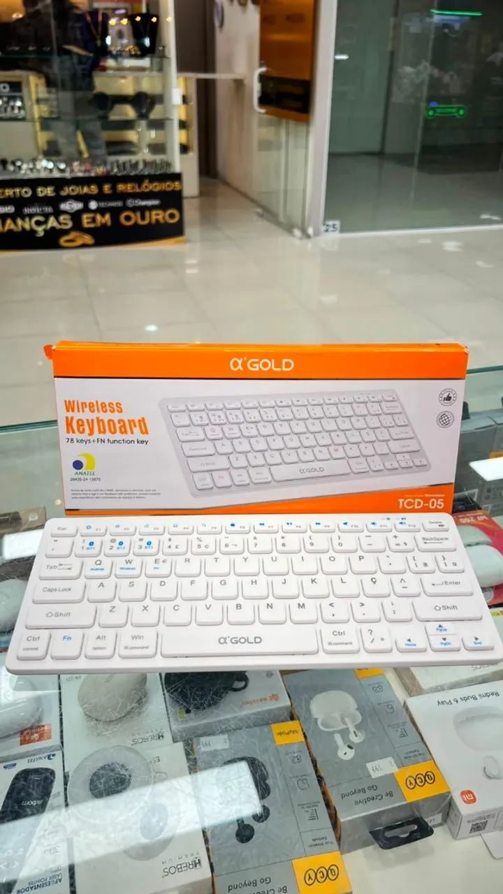 TECLADO SEM FIO BLUETOOTH BRANCO A'GOLD