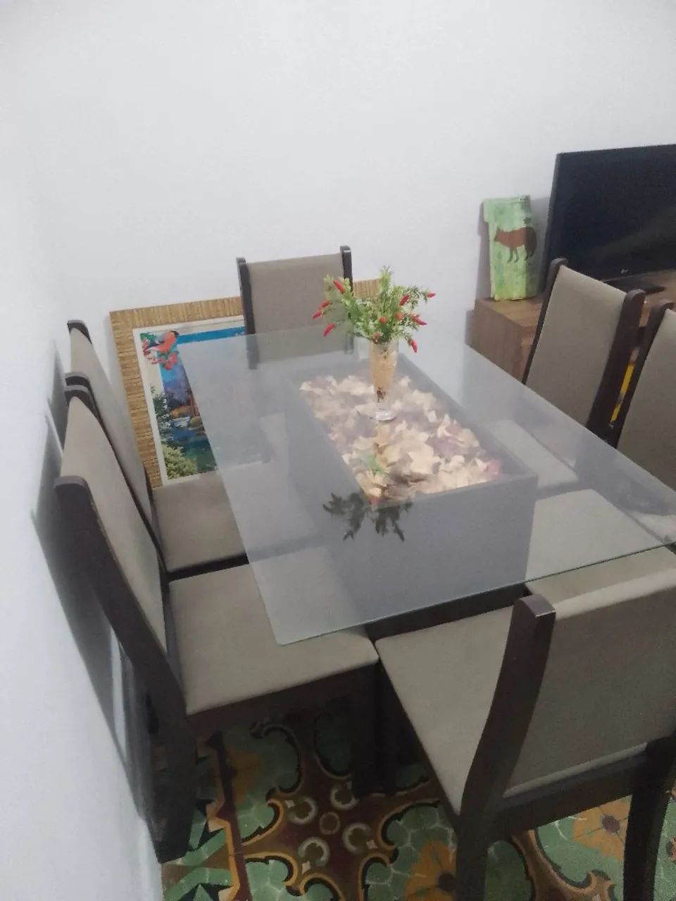 Mesa de jantar de vidro 