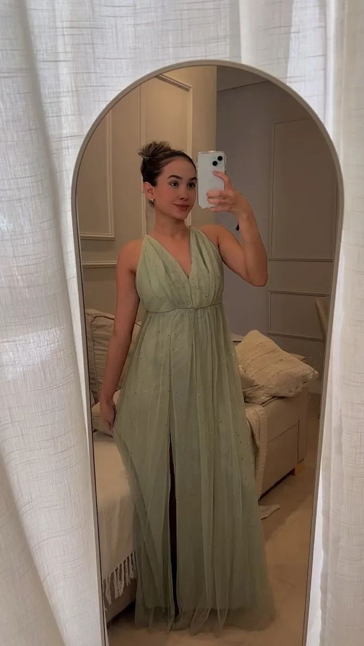 Vestido tule verde menta 