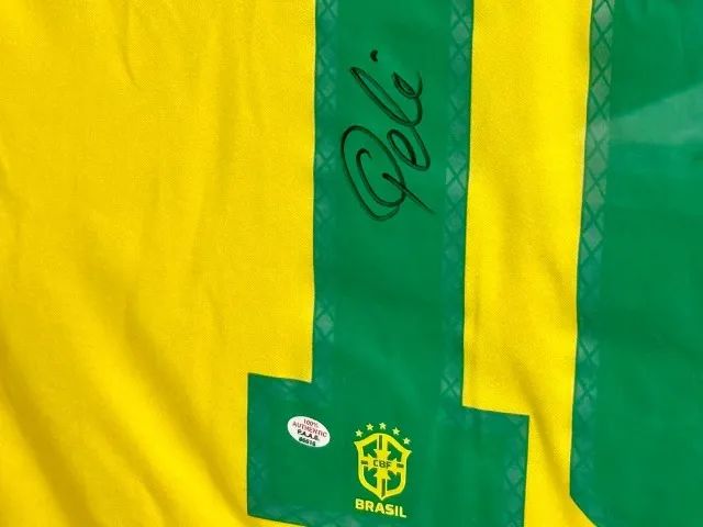 Camisa Autografada Pelé Seleção Brasileira Celebração Copa 70 Nike - Foto 3