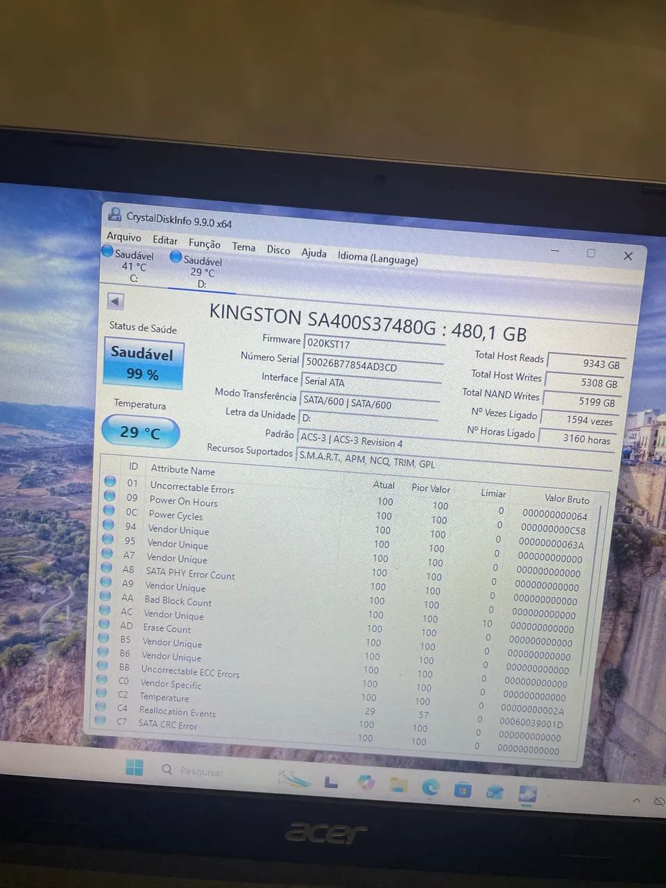 SSD 480GB KINGSTON/ SAUDÁVEL  - Foto 3