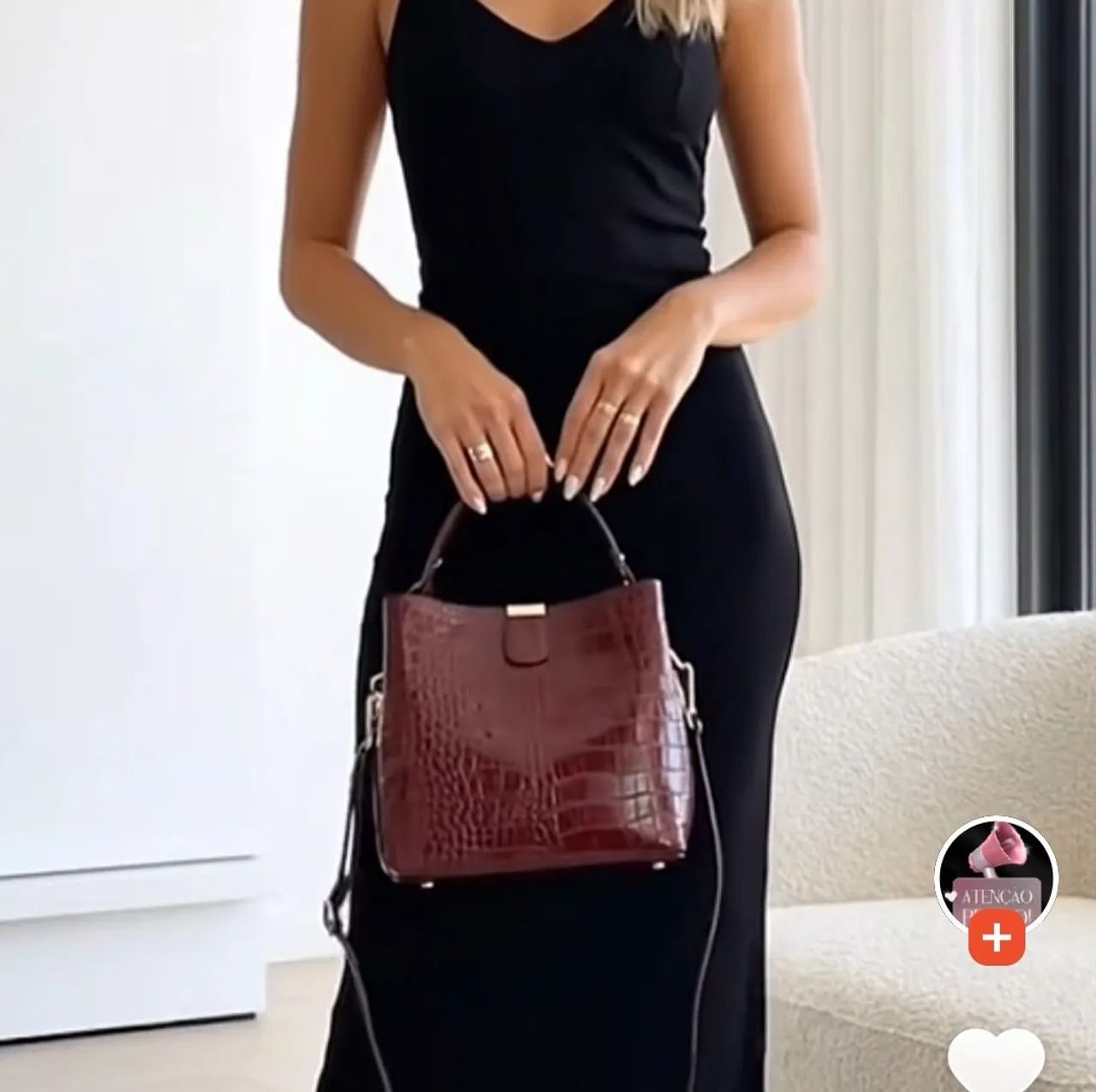 Bolsa Média de ombro de Couro PU- NOVO - Foto 4