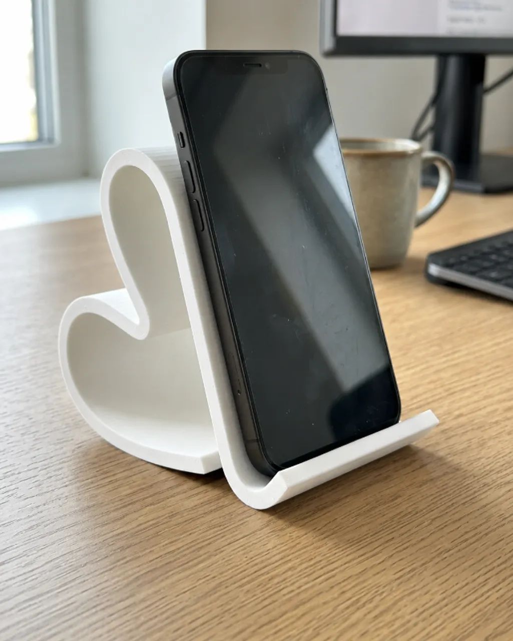 Suporte de Celular Coração para Mesa - Preto ou Branco - Foto 2