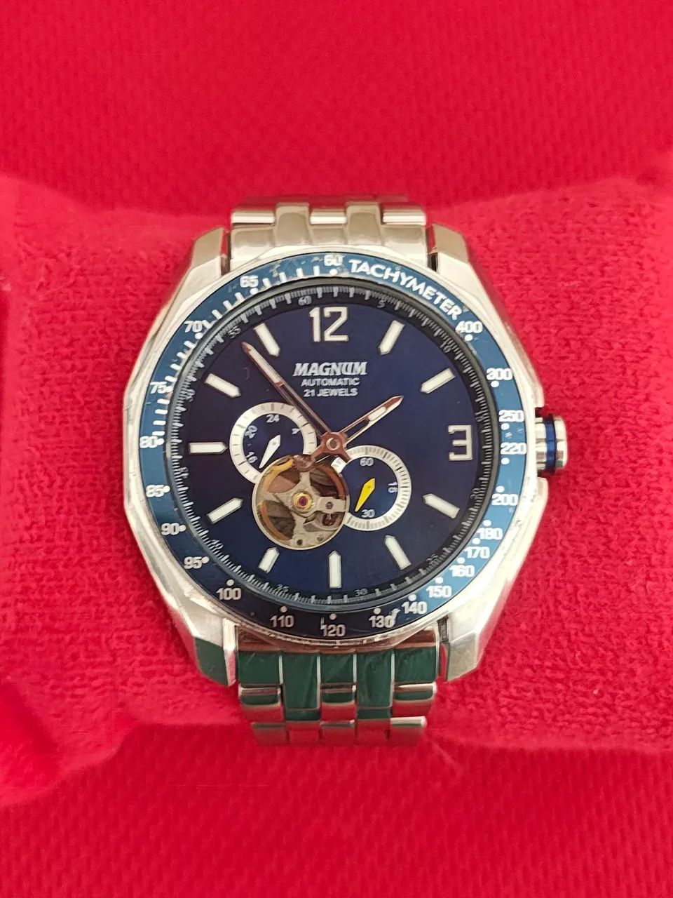 Relógio Magnum Automático MA33951F Azul 21 rubis  - Foto 5