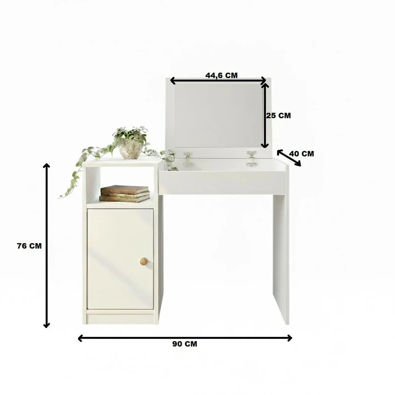 Penteadeira compacta com espelho interno