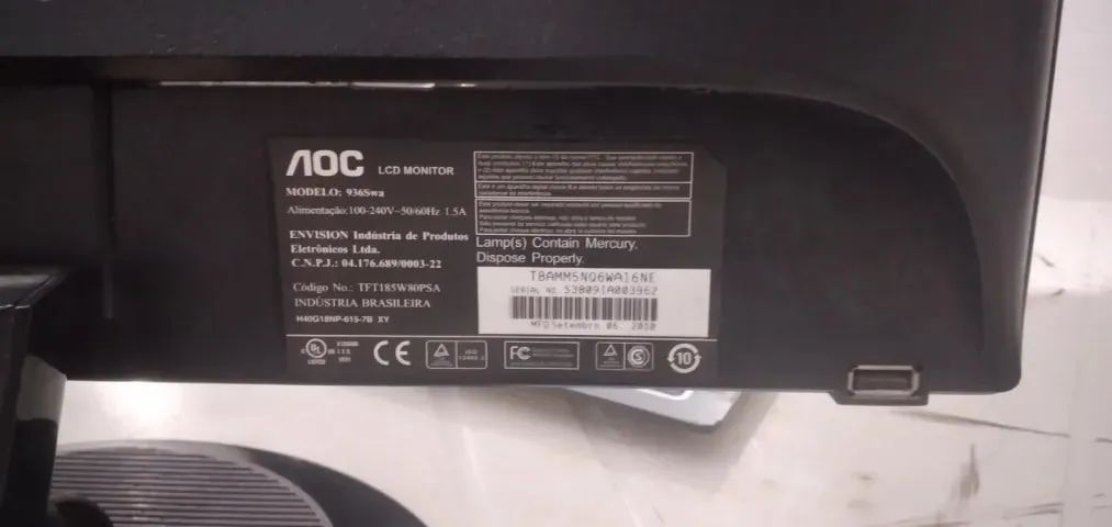 Monitor AOC LCD 60Hz 936Swa Funcionando Perfeitamente - Foto 3