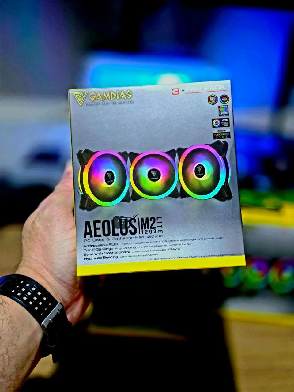 Kit 3 fans Gamdias Aeolus M2 LITE 120mm - Foto 2