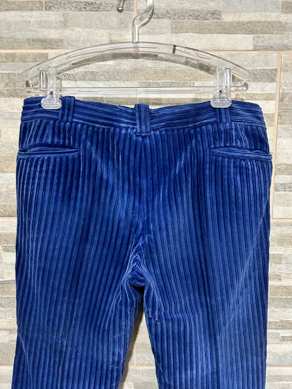 Calça retrô azul de veludo 40 - Foto 4