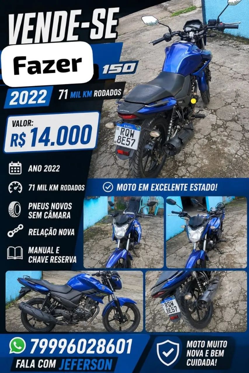 Vendo fazer 150cc ano 2022