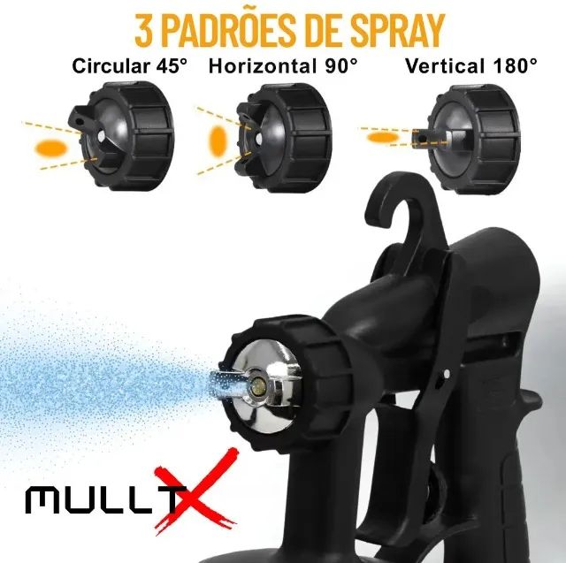 Pistola de Pintura Elétrica Pulverizador MULLTX SYG118 650W HVLP Bico de Metal Cor Amarelo - Foto 5