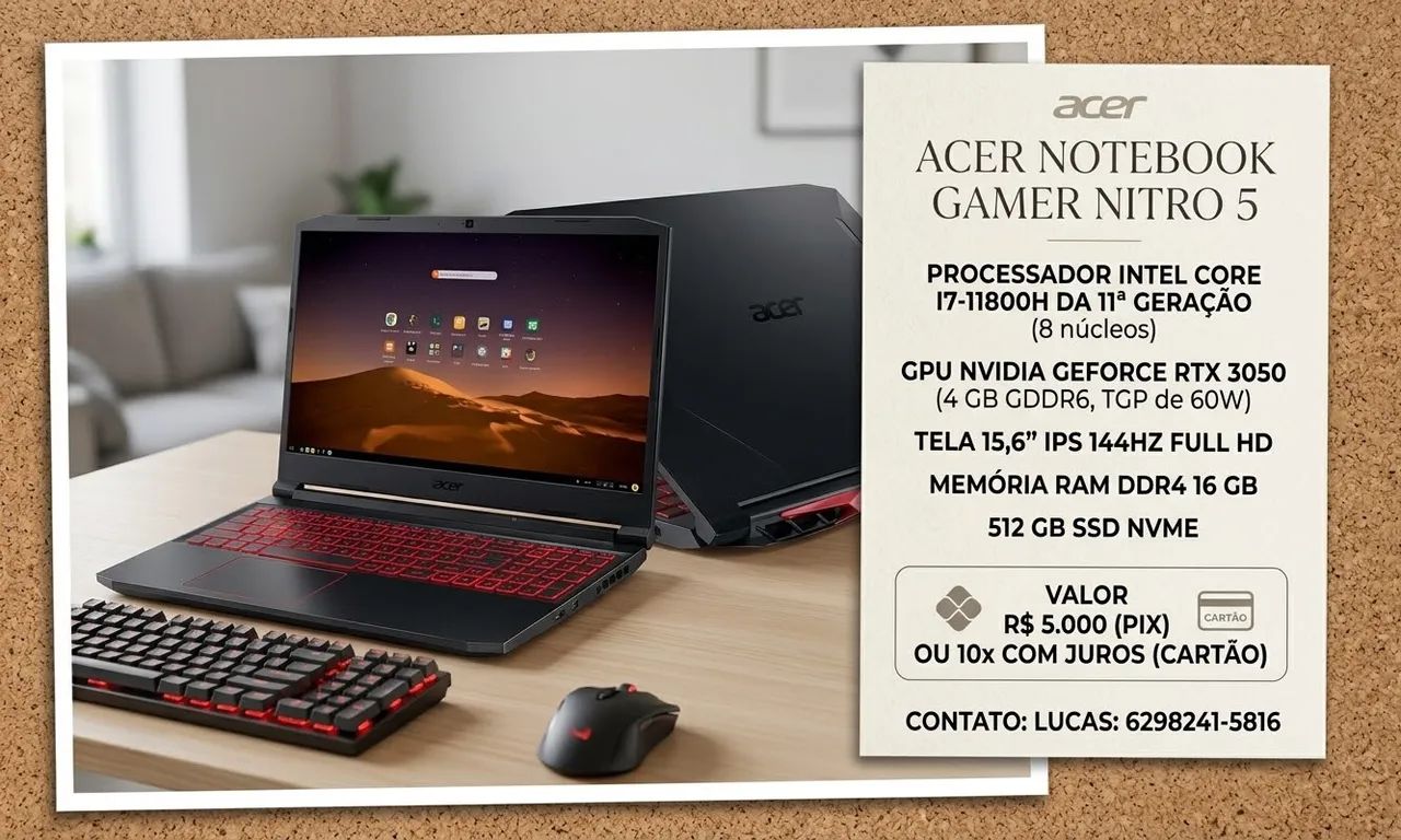 Notebook Acer gamer Nitro 5