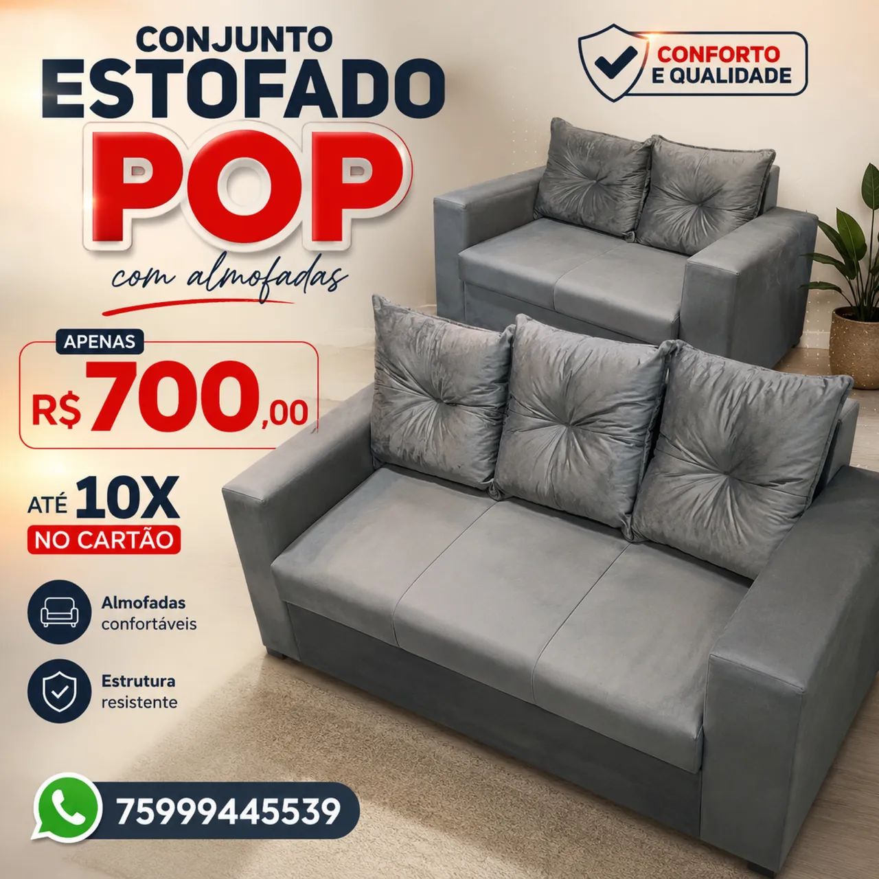Conjunto pop com almofadas