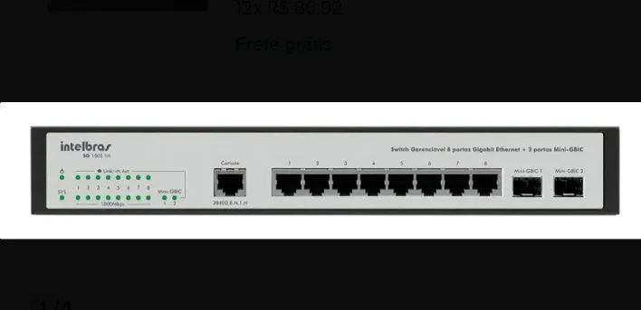 Switch gerenciável 8 portas Intelbras 