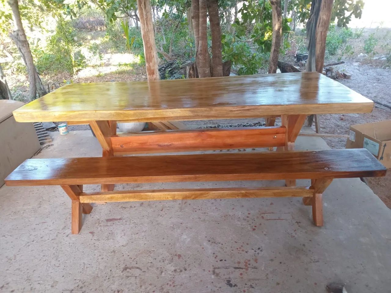 PROMOÇÃO Mesa rústica com dois bancos - Foto 3