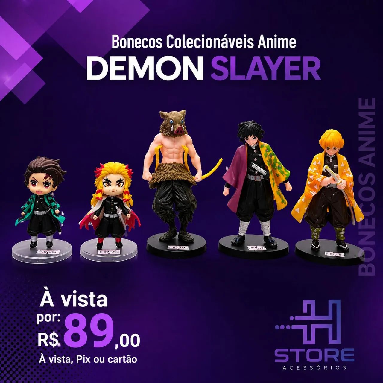 Bonecos de demon slayer