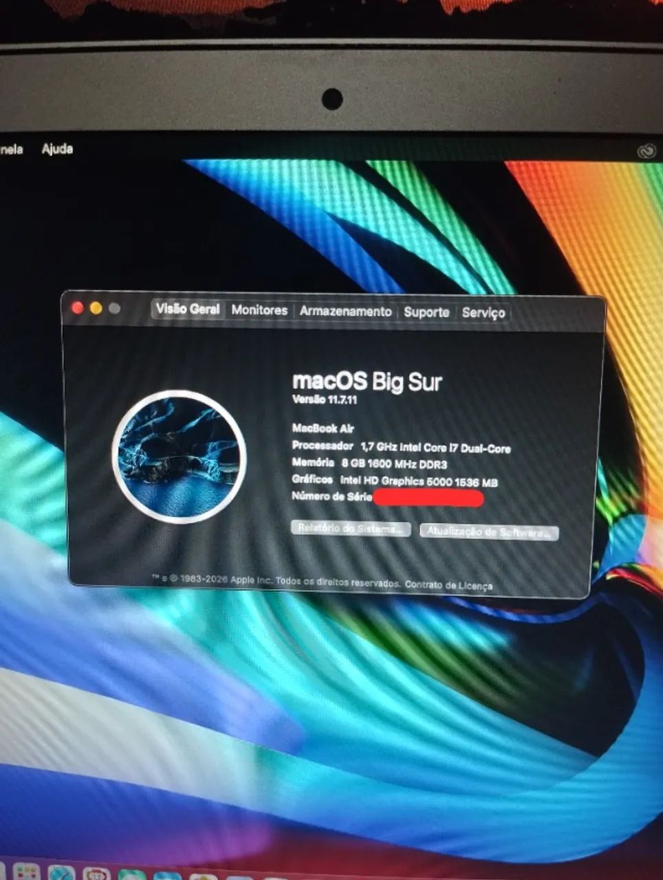 Macbook Air 13'' 2013 i7 Dual-Core 8gb Ram 256gb SSD (com detalhes