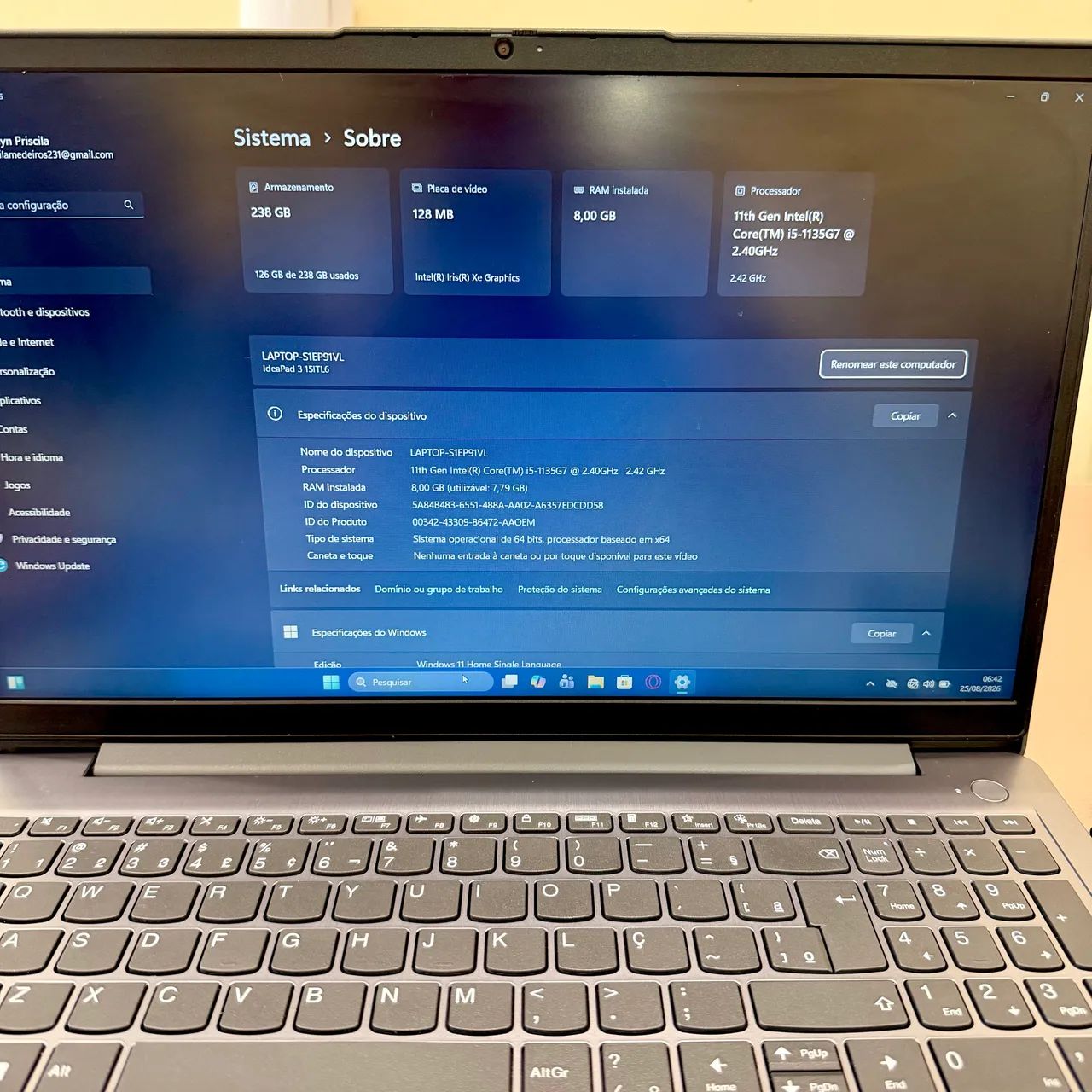 Notebook Lenovo i5 de 11 geração  - Foto 5