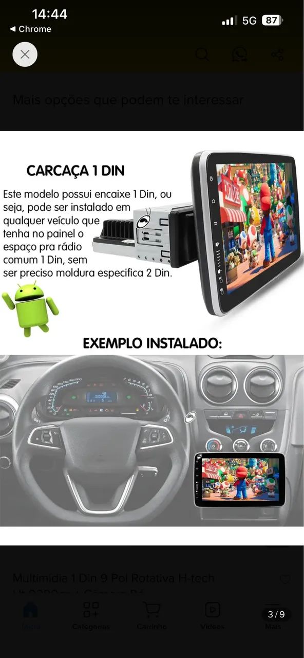 Multimídia 1 din 9 pol