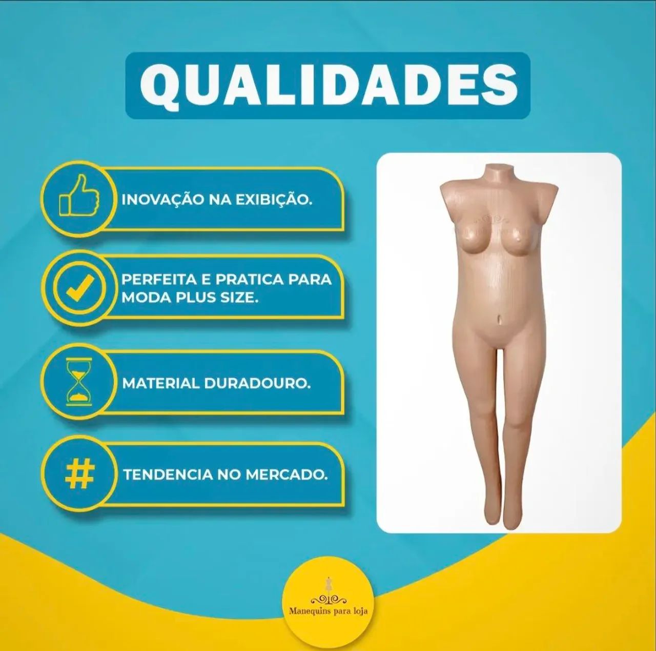 Manequim Manecona Feminina Plus Size Bege - Foto 3