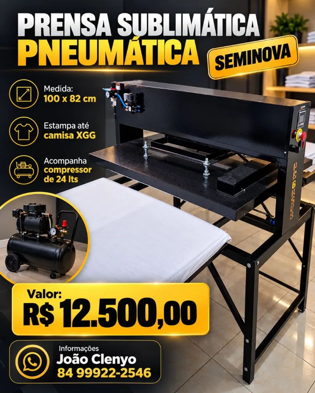 Prensa sublimatica pneumática. 100x82ctms - Foto 2