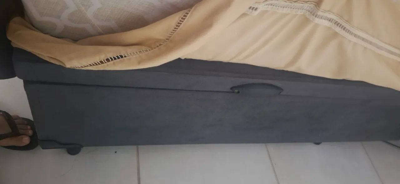 Cama box baú solteiro c/ cabeceira 