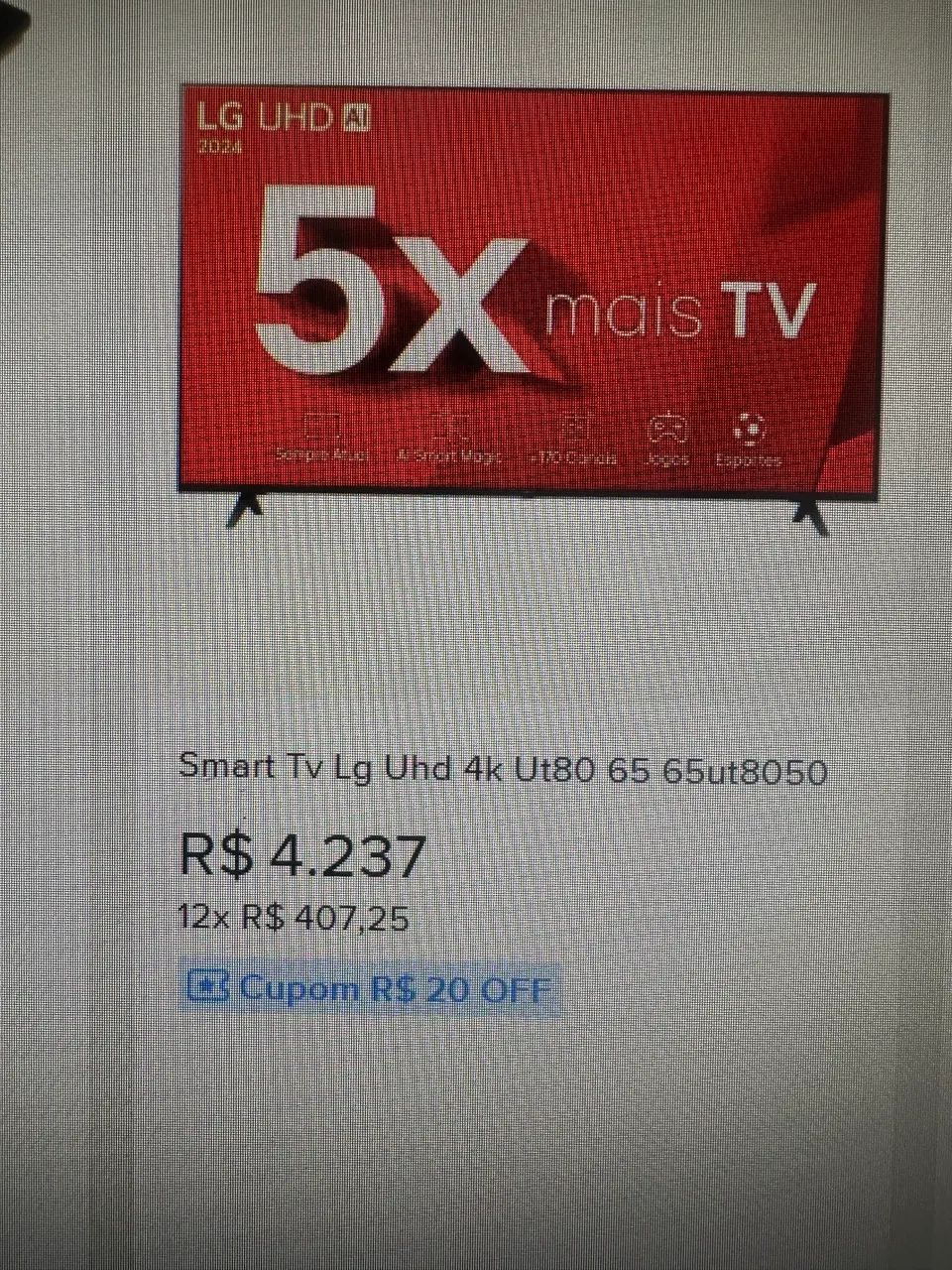 Tv Smart LG 65 polegadas  Uhd 4K Ut80  UT8050. 2.800,00