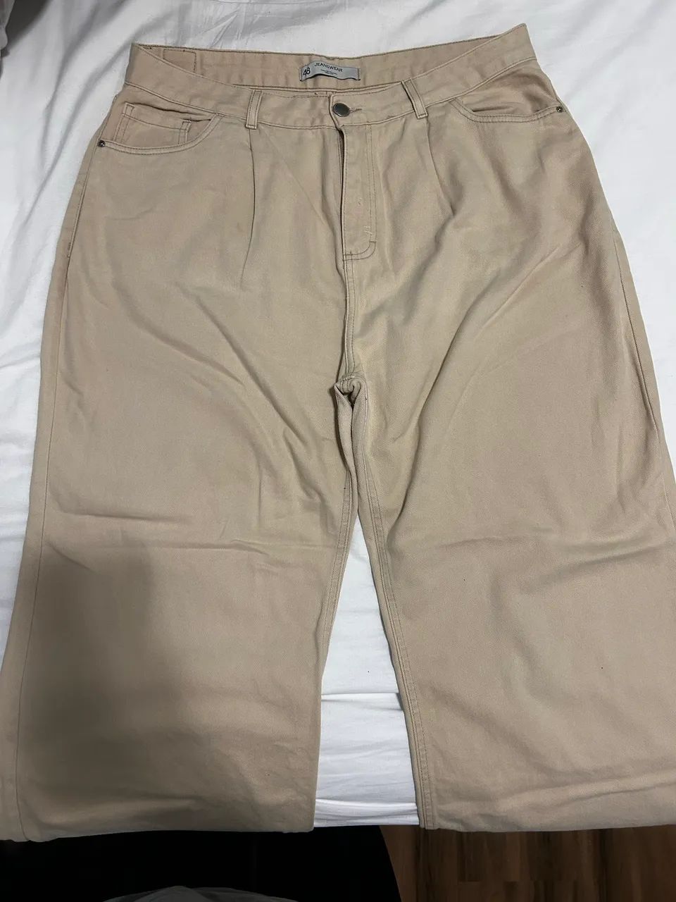 Calça wide leg bege - 48