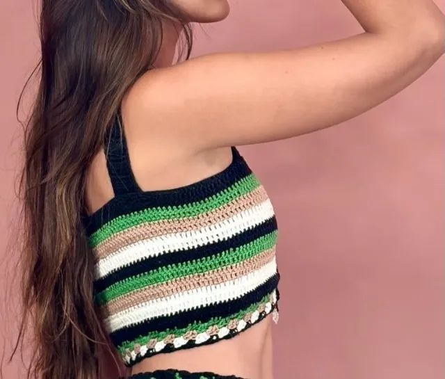 Conjunto de Crochê Artesanal | Cropped + Short - Foto 4