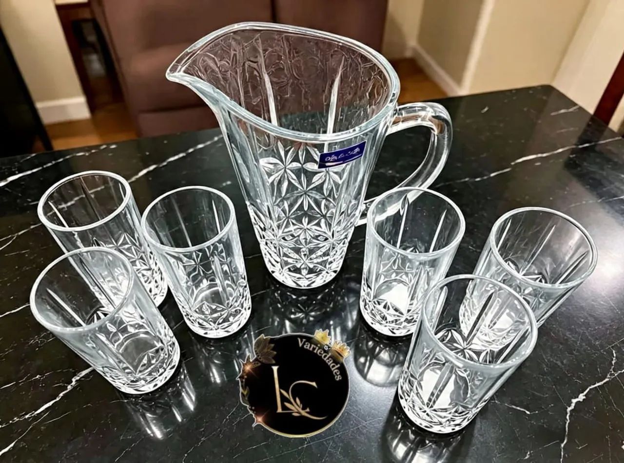 Kit Jarra de Vidro 1L + 6 Copos de 1.800ml Entregamos  - Foto 3