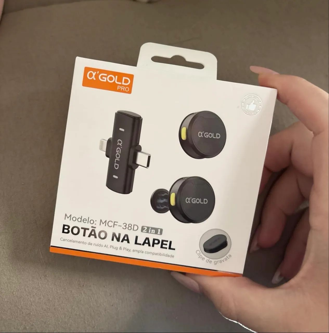 Microfone de Lapela Sem Fio Bluetooth Gold MCF-38D | Kit com 2 Microfones para Celular - Foto 5