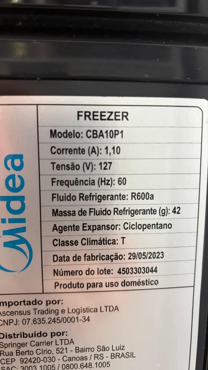 FREEZER HORIZONTAL MIDEA 100 LITROS PRETO  - Foto 4