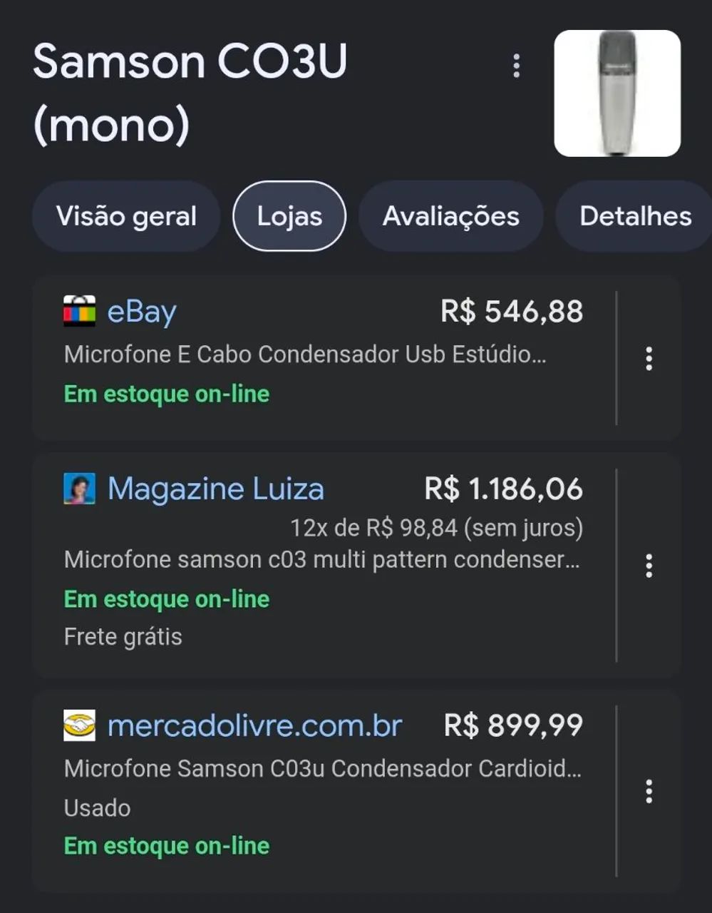 Microfone Samson C03U441992972841134082