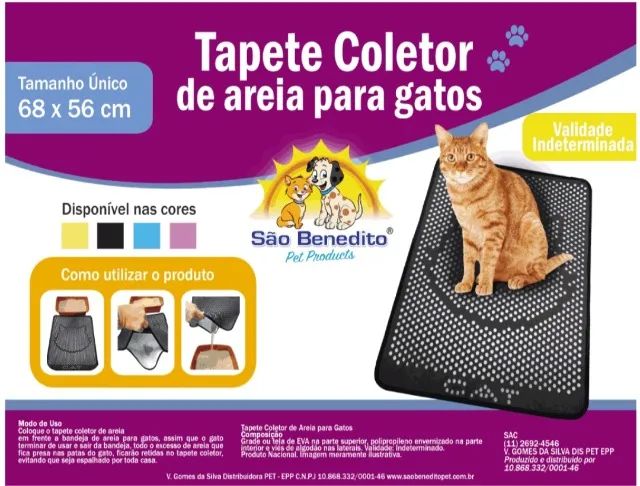 Tapete Sanitário Coletor de Areia para Gatos São Benedito Preto - Foto 4