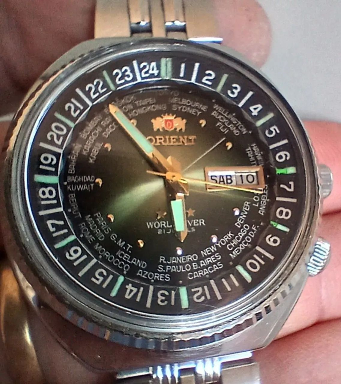 Relógio orient world diver verde 