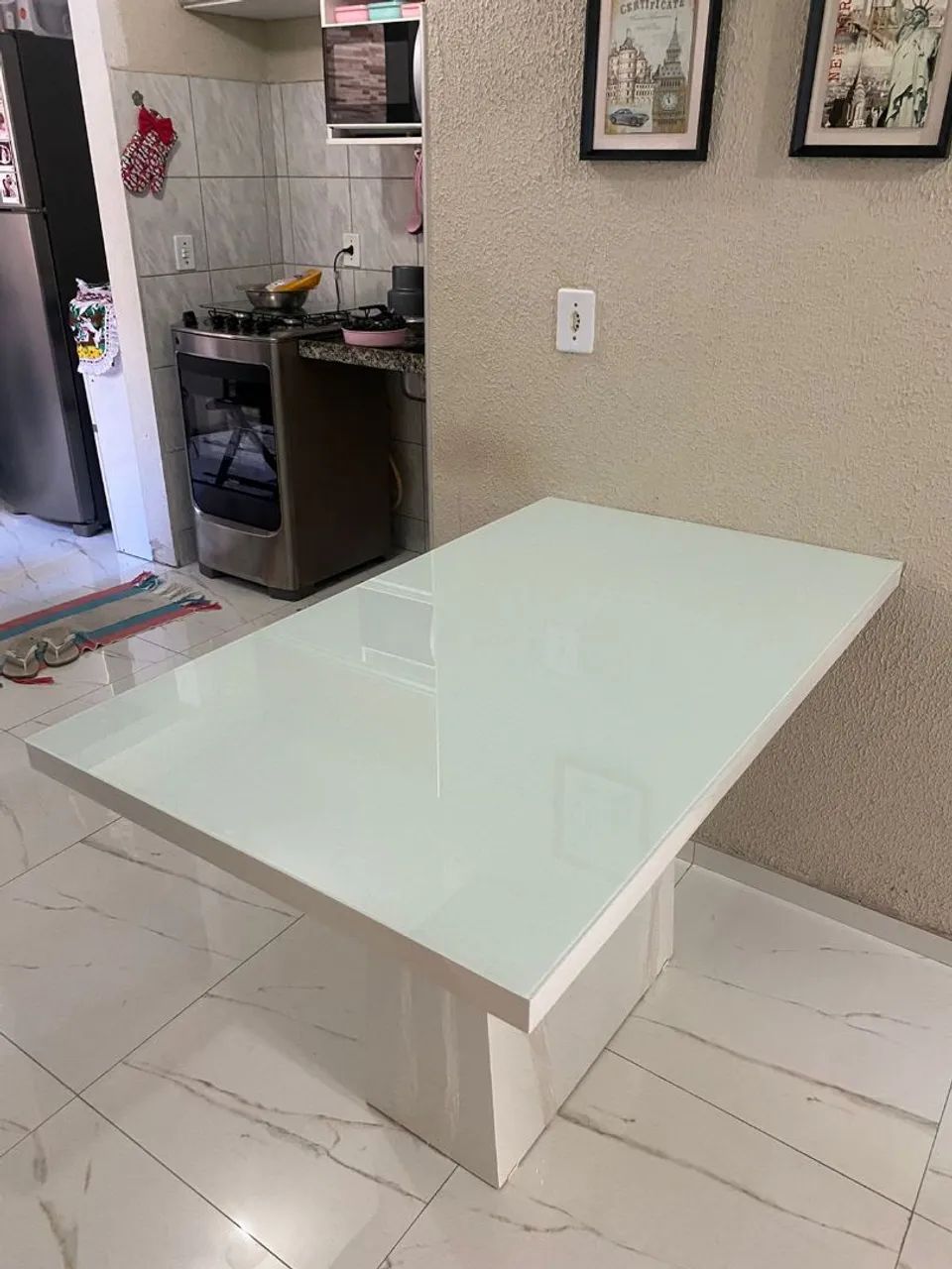 Mesa de Jantar Retangular Luxo com Vidro Laqueado  - Foto 2