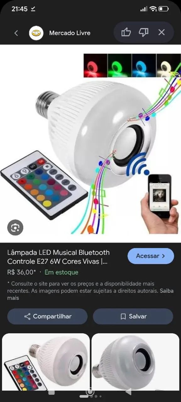 Lâmpada LED Musical Bluetooth Controle E27 - Foto 2